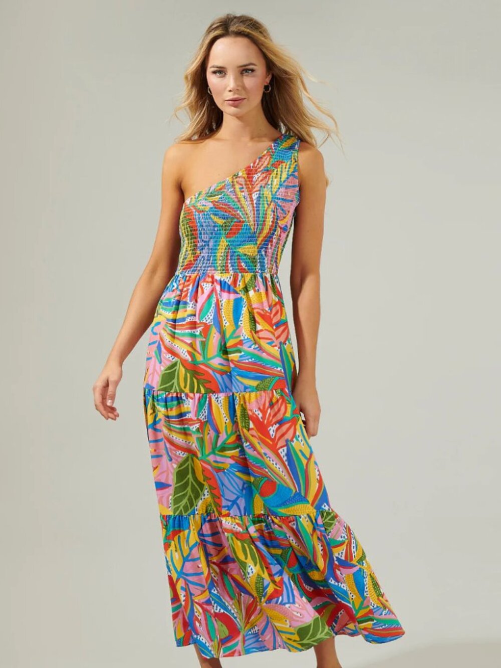 Sugarlips New Guinea Smocked One Shoulder Lys Maxi Dress